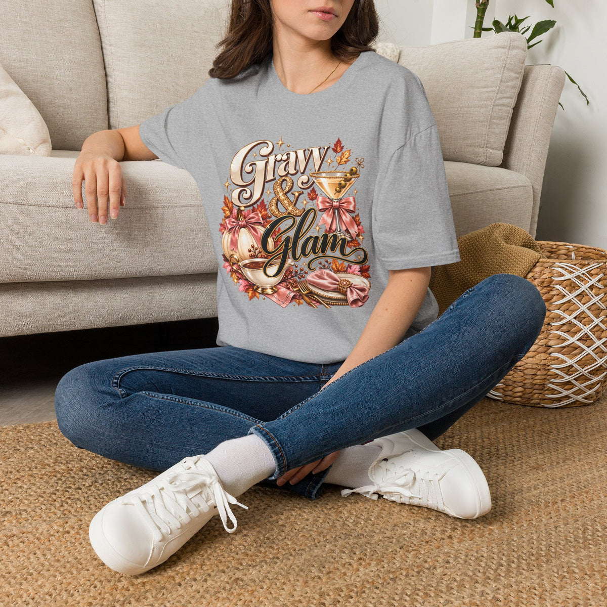 Gravy & Glam Floral Thanksgiving T-Shirt