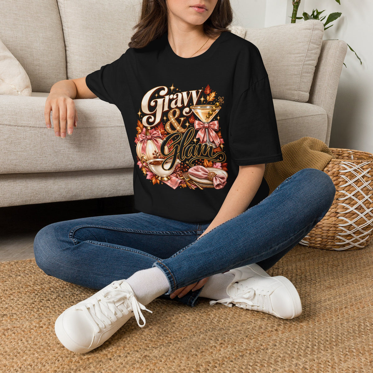 Gravy & Glam Floral Thanksgiving T-Shirt