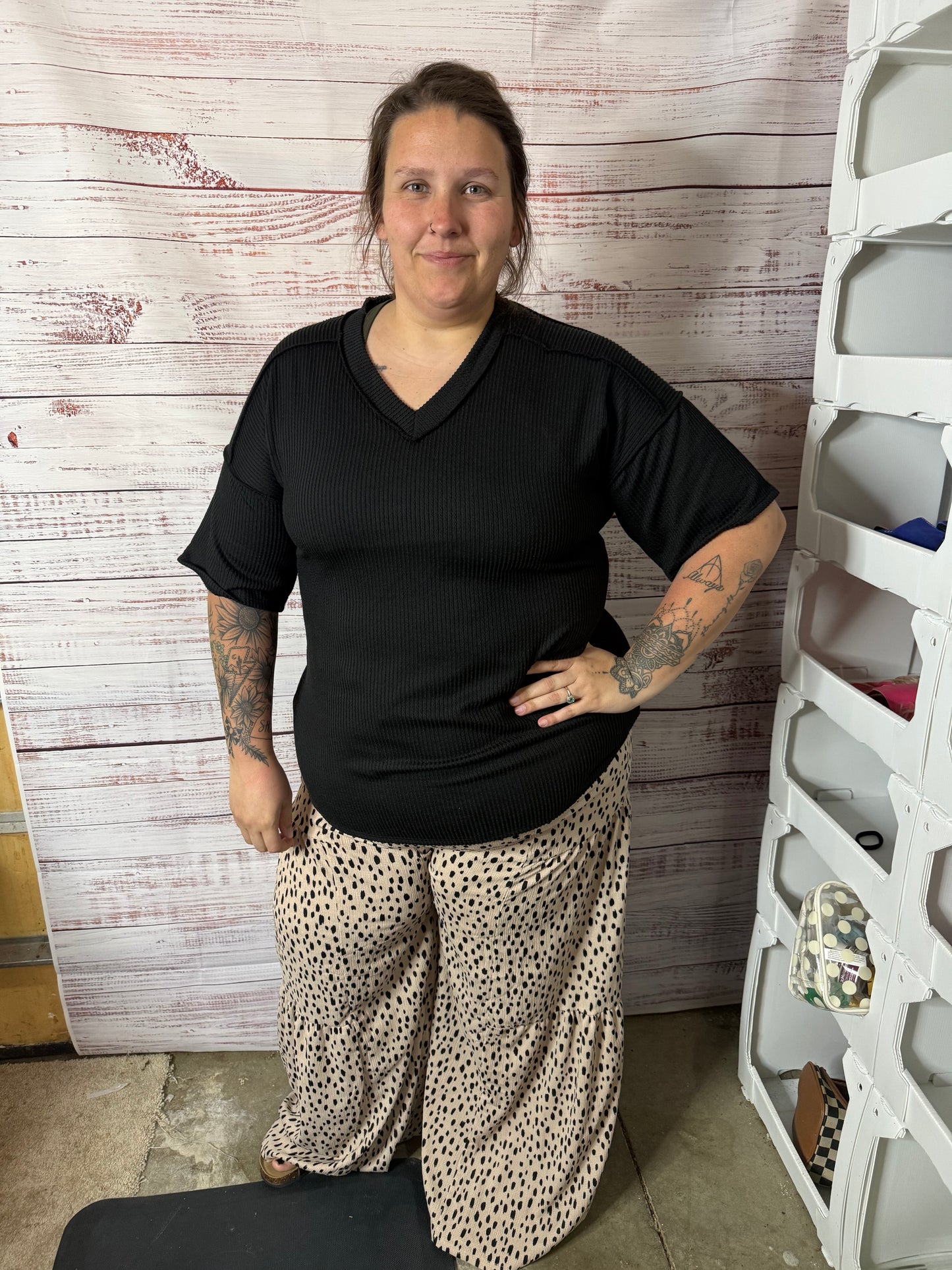 Heimish- Animal Print Ruffle Dress Pants