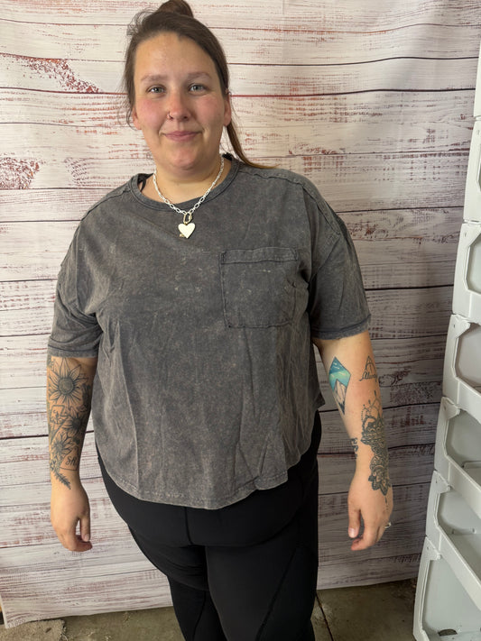 Grey Acid Wash Top