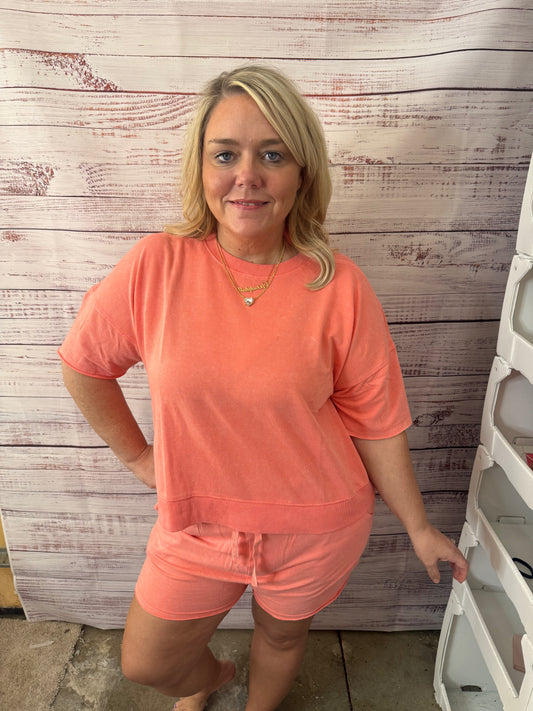 Coral Acid Wash Summer Set