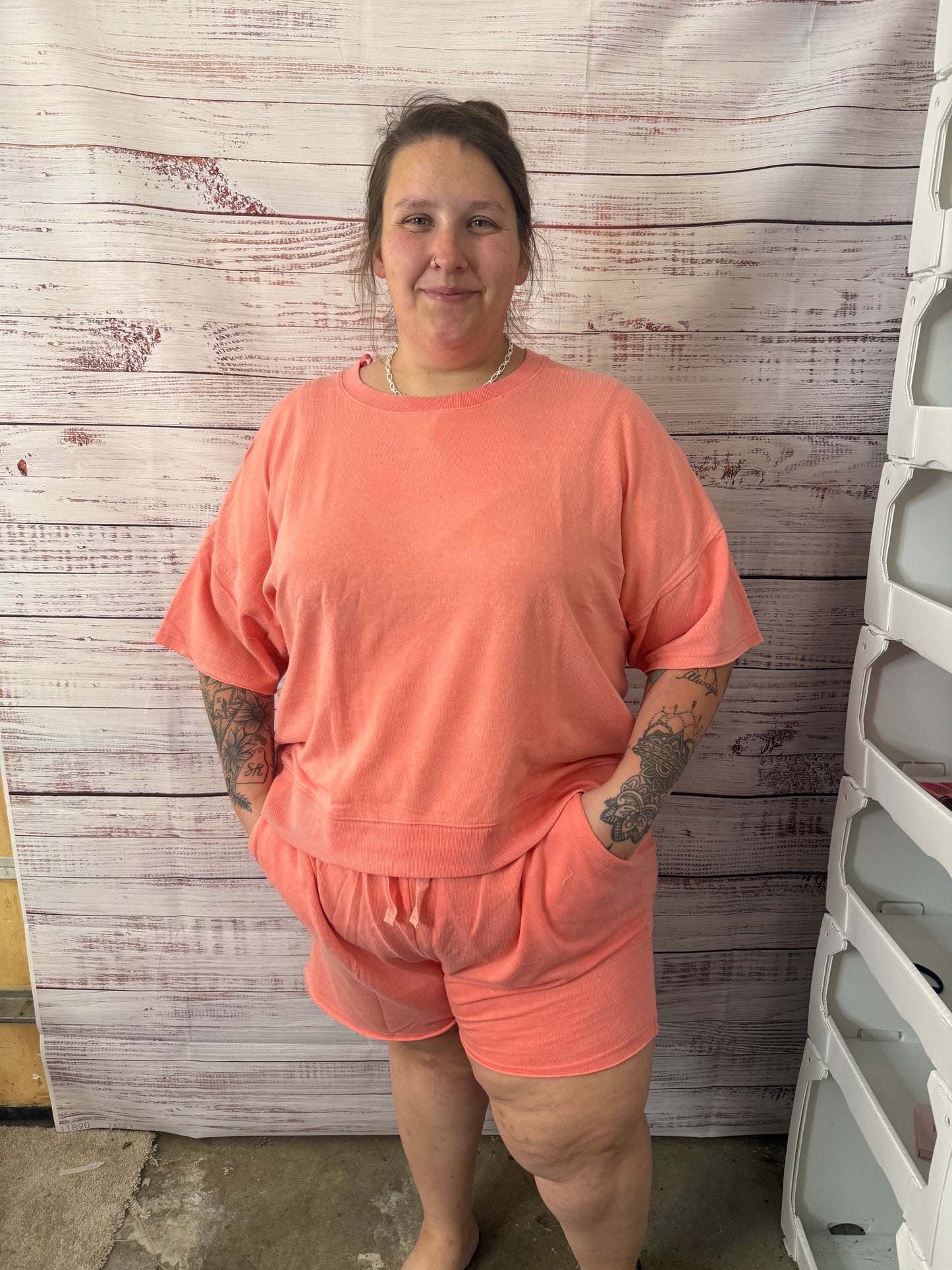 Coral Acid Wash Summer Set